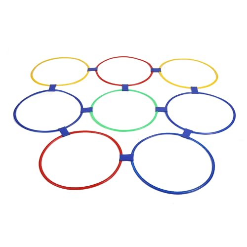 Hopscotch Hoop Hand Foot Coordination Sensory Training Plastic Hoops Pack of 10 Combination with 10 Buckles for Jumping Activities (Extra Large Size)
