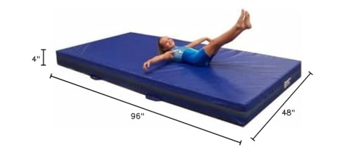 Team Sports Gymnastics 4" Skill Throw Landing Mats 4'x6', Blue Vinyl and 1.8 Density Poly-Foam