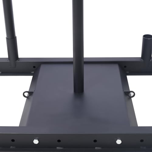 Weight Sled Training Sled with Push Poles & Harness, Adjustable Power Compatible with 1-inch & 2-inch Plates, Strength Training Sleds for Athletic Performance - color: Black