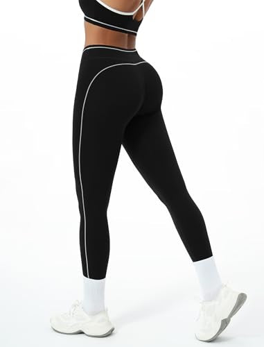 Women 2 Piece Workout Adjustable Strappy Color Block Sports Bra High Waist Tummy Control Leggings Yoga Pilates Outfits