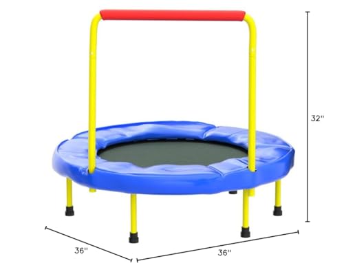 36" Kids Trampoline w/Handle, Foldable Indoor Safety Padded Trampoline for Kids