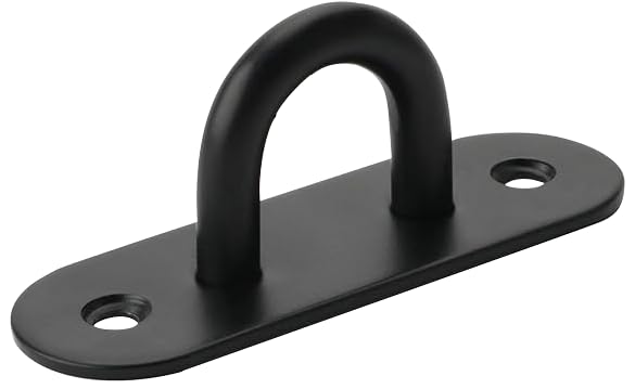 Heavy Duty Black Zinc Galvanized Steel Hammock Ceiling Hook Pad Eye Plates Corrosion Resistant (2 Pack M6 Zinc Black) - color: 2-PACK M6 ZINC BLACK