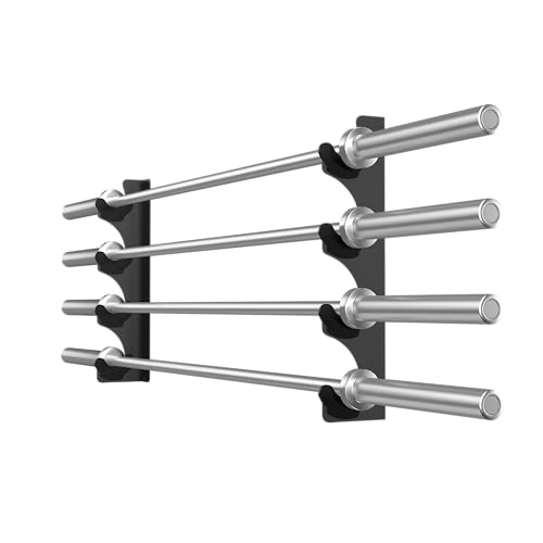 Barbell Rack Single Hook Wall Mount Heavy Duty Vertical Barbell Holder Weight Bar Holder for Olympic Barbell, Curl bar, Commercial or Home Gym Accessory (4 bars)