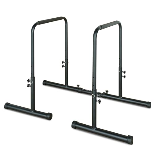 Dip Station Functional Adjustable Heavy Duty Dip Stands Fitness Workout Dip bar Station Stabilizer Parallette Push Up Stand Multi-Function Fitness Training Equipment