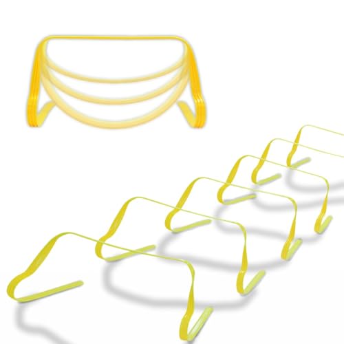 Japard Ultra Durable Agility Hurdles for Athletes of All Skill Levels, 6pcs of 7.8 inch Tall Hurdles, Bright Yellow Color, Made of Durable, Composite Materials, Easy to Set up & Transport