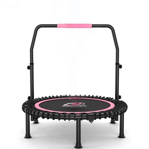 ANCHEER Rebounder Trampoline 40" Bungee Rebounder with 4-Level Adjustable Handle,Mini Trampoline Max 400 LBS Heavy-Duty Fitness Trampoline, Waterproof UV-Resistant Indoor Outdoor Exercise Trampoline