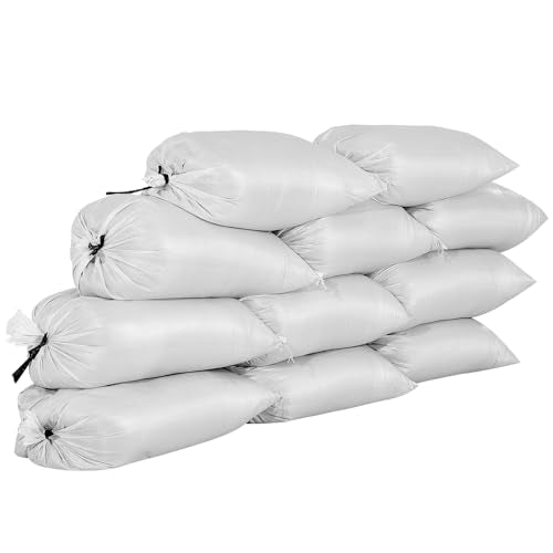 VEVOR Heavy Duty Sand Bags, 50Pack 14" x 26", Empty Sandbags for Flooding with Tie Strings, Woven Polypropylene Sand Bag with 1600 Hours of UV Protection, 50Lbs Capacity - size: 50 PACK