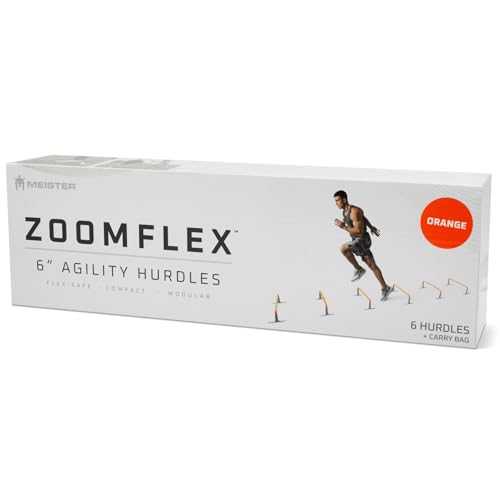 Meister ZoomFlex Agility Hurdles w/Carry Bag - Flex-Safe Modular Speed Training - color: Safety Orange