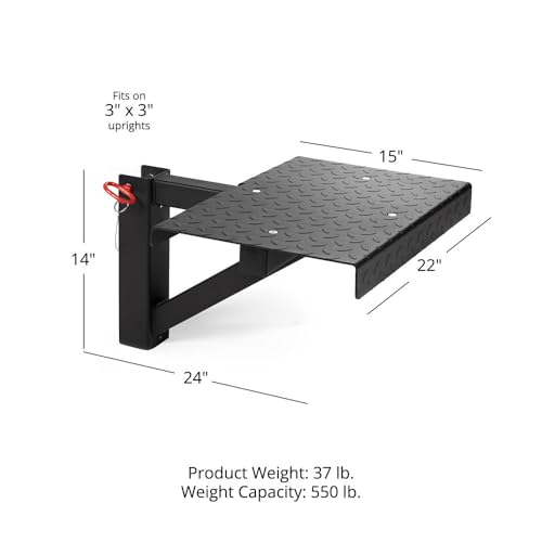 Titan Fitness X-3 Series Rack Mounted Step-Up Platform, 22" x 15" Diamond Plate Steel Step, Adjustable Power Rack Attachment for Step-Ups, Plyometrics & Strength Training, 550 LB Capacity