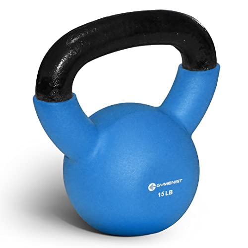 GYMENIST Kettlebell Fitness Iron Weights with Neoprene Coating Around The Bottom Half of The Metal Kettle Bell