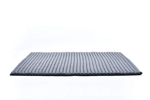 Leewadee - Foldable Floor Mattress - Japanese Roll Up Futon -Trifold Tatami Mat- Guest Floor Bed - Camping Mattress - Thai Massage Mat, Kapok Filled, 75 x 57 inches, Anthracite