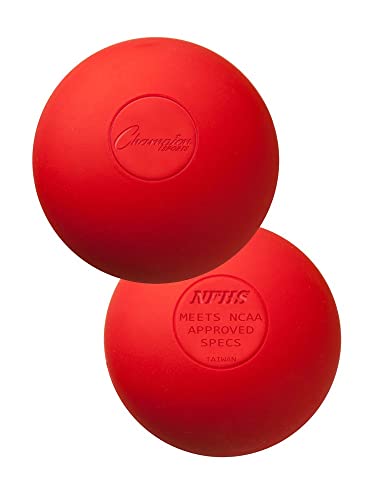 Champion 2 Pack Official Rubber Lacrosse Balls NFHS & NCAA Approved - Muscle Pain Relief Massage Balls - Red