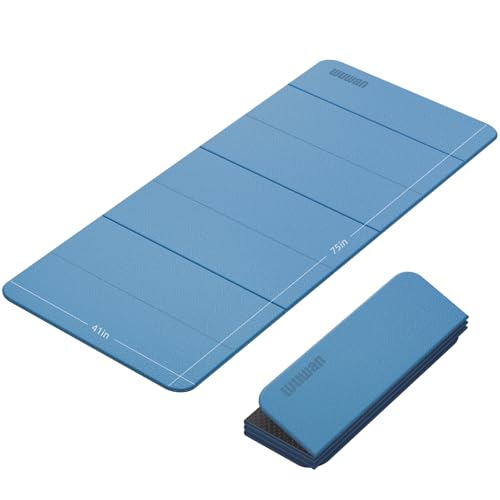 Foldable TPE Yoga Mat Thick 10mm,75" x40"Extra Large Exercise Mats - color: Blue