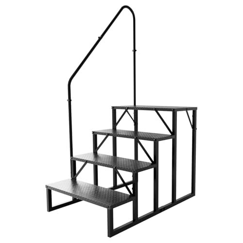 RV Stairs 4 Step Ladder, RV Steps Anti-Slip, Hot Tub Steps with Handrail, 660 lbs RV Ladder for 5th Wheel RV, Mobile Home Stairs - style: 4 Step
