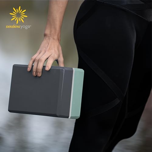 4" Striped Yoga Block, 4 Pack Bulk EVA Foam Yoga Blocks, Firm and Supportive Yoga Brick, Balance Foam for Stretching, Pilates, and Workout, 4" x 6" x 9"