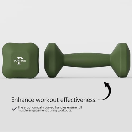 Portzon SafeGrip Dumbbells: Ergonomic, Neoprene-Coated with Anti-Slip Handles, Perfect for Home Workouts and Personal Training, Set of Two.