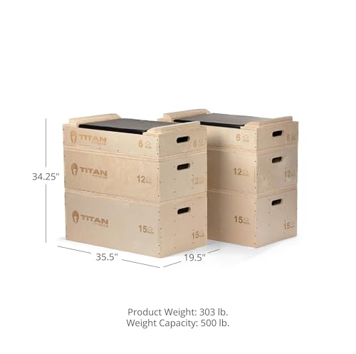 Titan Fitness Wooden Stackable Wood Jerk Blocks with Silencer Pad