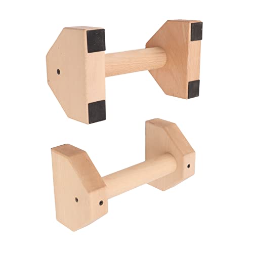 2pcs Wooden Push Up Handles, Anti Slip Pushup Bar for Floor, Beech Wood Parallettes with Silicone Pads for Calisthenics Handstand and Joint Friendly Workouts