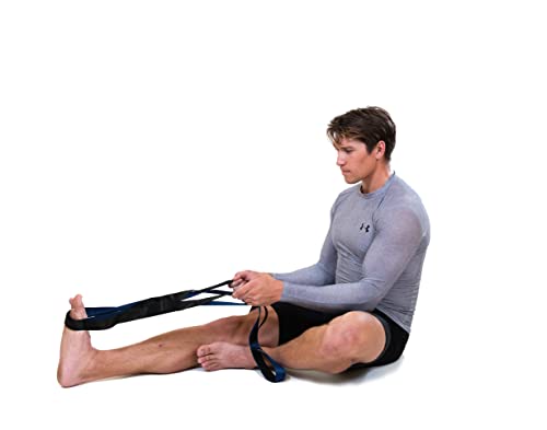 Brazyn Mobility Stretching Strap | Multi-Functional 12-Loop Strap for Stretching, Yoga, Physical Therapy, Pilates, Dance and Gymnastics - color: Navy
