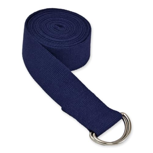 YogaAccessories D-Ring Buckle Cotton Yoga Strap (Choose from 6ft, 8ft, 10ft) - color: Blue