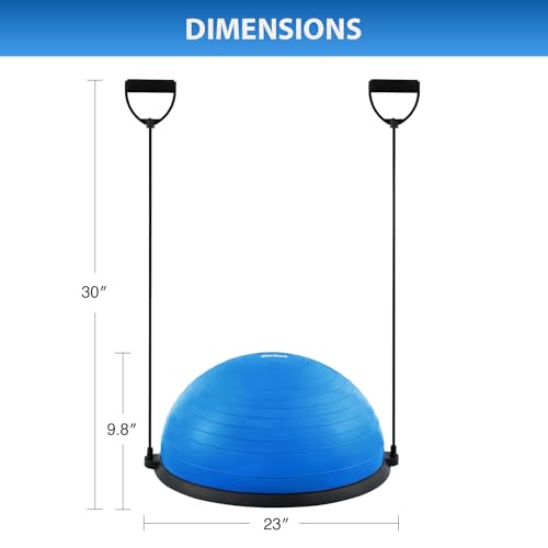 ZELUS 23in. Balance Ball with 55cm Yoga Ball, Resist Bands & Foot Pump - color: Blue