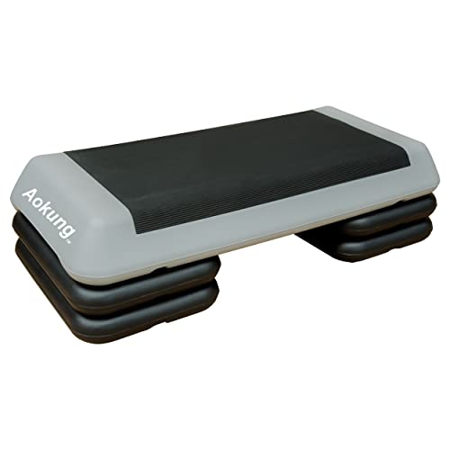 28.5" Original Aerobics Step Height Adjustable 4" - 6" - 8" Fitness & Exercise Step Platform with 4 Risers