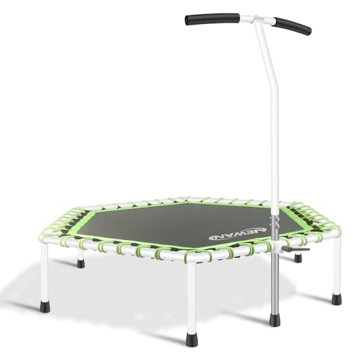 Newan 48'' Fitness Trampoline with Adjustable Handle Bar, Silent Trampoline Bungee Rebounder Jumping Cardio Trainer Workout for Adults - Max Limit 330 lbs - color: Green
