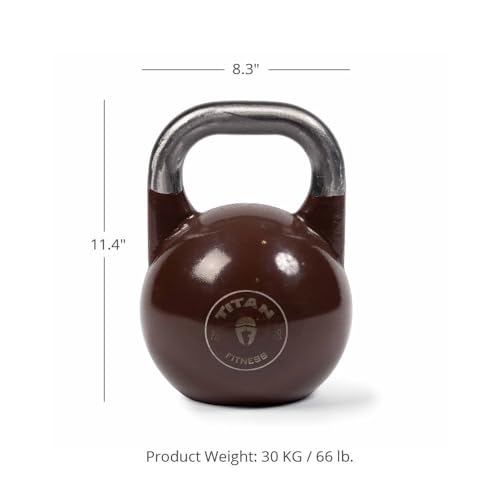 Titan Fitness Competition Kettlebell, Single Piece Casting, KG Markings, Full Body Workout - size: 66.0 Pounds
