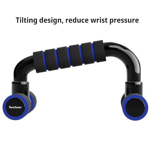 READAEER Push Up Bars Gym Exercise Equipment Fitness 1 Pair Pushup Handles with Cushioned Foam Grip and Non-Slip Sturdy Structure Push Up Bars for Men & Women