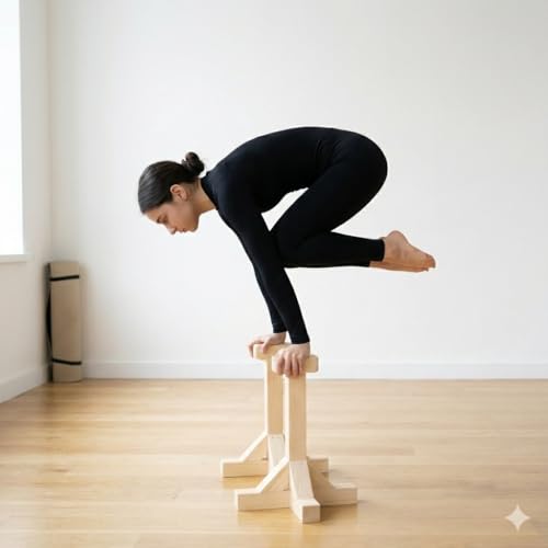 SAMTROY Handstand Canes for Balance Training, Stable Wooden Handstand Blocks with Non-Slip Base & Moisture-Absorbent Grip, Portable Bodyweight Training Equipment for Home Gym & Strength Practice