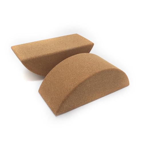 Homoyoyo Yoga Balance Brick Set, Small Cork Half-moon Blocks with Non-slip Surface for Core Strength Training and Stability Support, Sturdy Yoga Tool for Pilates and Fitness Workouts