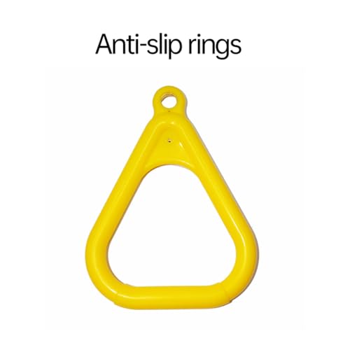Trapeze Swing Bar Wooden Hanging Hoop Gymnastic Swing Rings with Adjustable Straps Yellow
