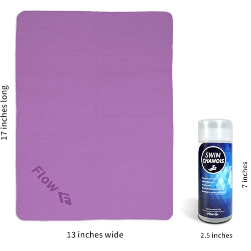 Flow Swim Chamois - Quick Dry Towel for Swimming, Diving, Triathlons, and Other Water Sports (Purple) - color: Purple