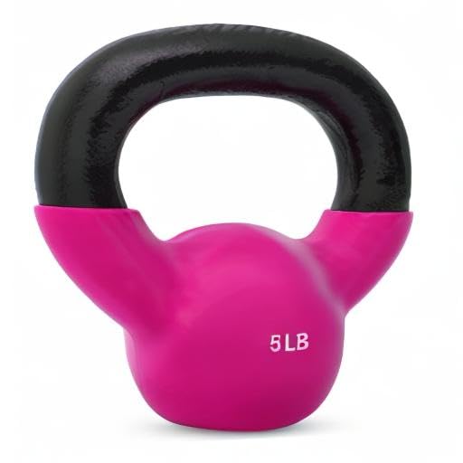 JFIT Kettlebell Weights Vinyl Coated Iron - style: 5lb (Hot Pink)