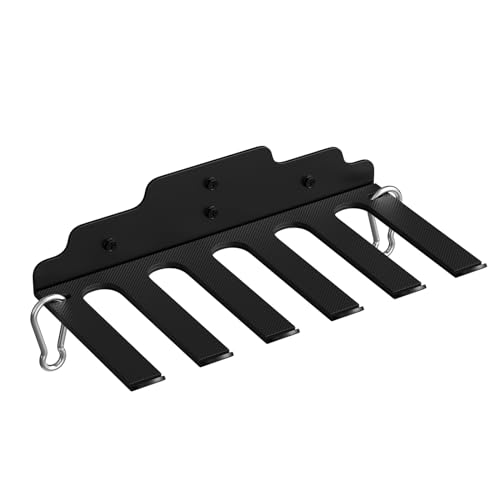 Barbell Wall Holder,Single Barbell wall Mount Hanger,Garage Gym Bar Wall Rack,Vertical Olympic Hanger wall Mount Rack,Space Saving Gym Accessory,Holds Under 33mm Bar Size(Black) - color: Black 6 hooks