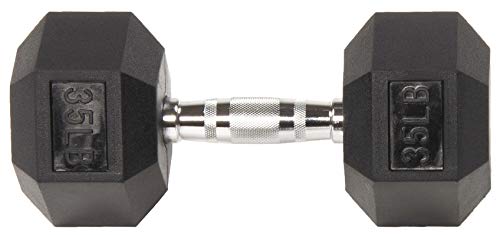 Fitvids 2nd Generation Rubber Coated Dumbbell Weight Chrome Grip Hand Weight, 35lbs, Pair