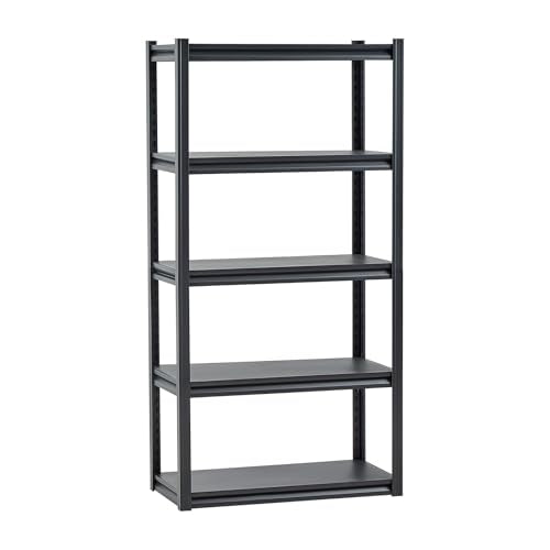 VEVOR Storage Shelves, 2000 lbs, 5 Tier Garage Storage Shelving, 16" D x 32" W x 63" H Adjustable Metal Shelves for Garage Shelves Utility Rack Shelf, Ideal for Kitchen, Warehouse, Basement, Black - size: 16" D x 32" W x 63" H