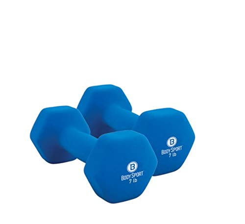 Body Sport Neoprene Dumbbell Weight - Latex-Free, Strength Training Equipment for Home Fitness & Gym Workouts - color: 7 Pound