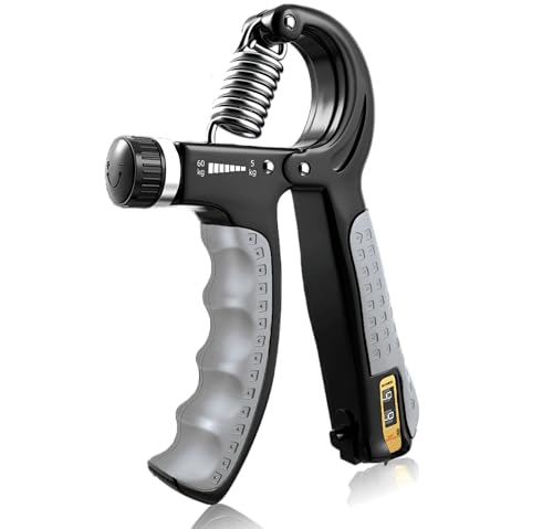Hand Grip Strengthener Kit with Counter (5 Pack), Forearm Workout Strength Trainer,Adjustable Resistance Exerciser,Finger Exerciser,Finger Stretcher,Grip Ring & Stress Relief Grip Ball