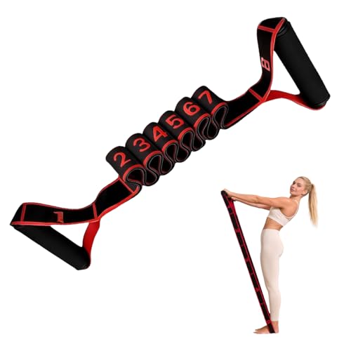 Fitness Resistance Band for Stretching and Yoga, Number Stretch Resistance Band with Clear Markings & Handles, 8-Segment Elastic Pull Rope for Pilates & Full Body Workout, Home Gym Equipment for Women