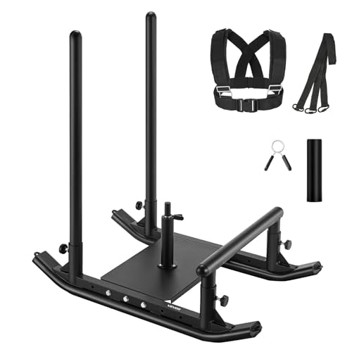 VEVOR Football Sleds and Chutes, Weight Sled, Football Training Pull Push Running Sled, Fitness Workout Sled Push Gym Equipment, Adjustable Height Handle, Compatible 1/2 in Weight Plates
