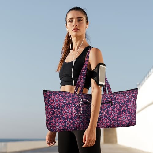 | Yoga Mat Bag | Large Yoga Mat Carrier with Wet Pocket | Yoga Gifts | Gym Tote Bag for Women - color: Tote-Navy