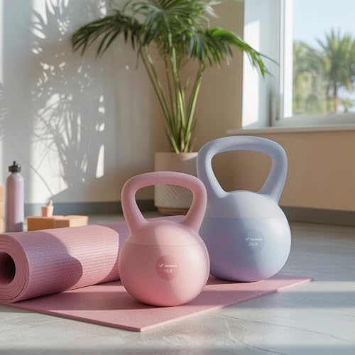 MERACH Soft Kettlebells, Strength Training Kettlebell with Wide Non-Slip Handle, Sea and Iron Sand Filled Kettle Bell with Soft-Sided Cushioned Base for Home Workouts, Ideal for Men, Women(15lb Pink/25lb Blue) - color: Baby blue 25 lbs