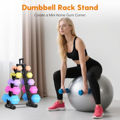 AmazeFan 5 Tier | 3-Tier Dumbbell Rack Stand Only, A-Frame Design Weight Rack with Handle, Weights Metal Strength Training Dumbbells Storage Rack for Home Gym Space Saver (Dumbells not Included)