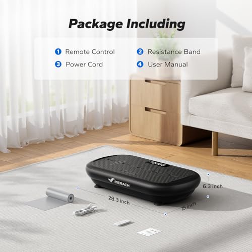 MERACH Vibration Plate Exercise Machine, Vibration Plate 440 Lbs Capacity, Bluetooth and Silicone Pedal, Stimulate Deep Fat, Vibration Plate for Lymphatic Drainage, Vibrating for Weight Loss