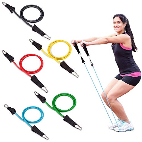 Fit Simplify Resistance Loop Exercise Bands and Tube Bands with Handles, Ankle Straps and Door Anchor