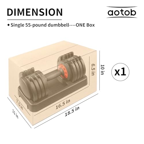 AOTOB Adjustable Dumbbell Set 25/55 Lbs (Pair) Set of 2 - color: 55lbs Black-Single