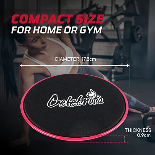 Celebrita Pair of Gliding Discs Core Sliders Ab, Back, Hip, and Leg Exercise Gear for Gym, Home, Yoga, Pilates | Strengthen Abdomen, Burn Fats, Improve Balance (Pink)