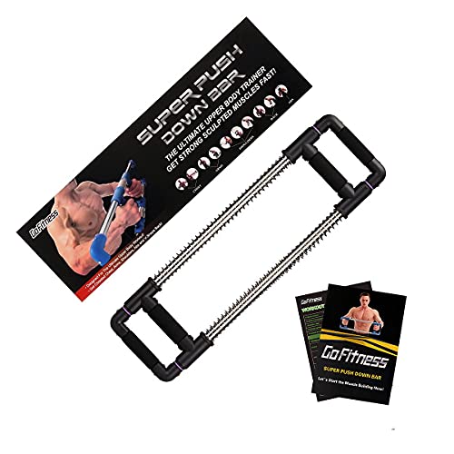 GoFitness Push Down Bar Chest Workout Equipment for Home Gym | Upper Body Strength Trainer for Chest, Arm, Shoulder, Back and Abs, Home Fitness Equipment