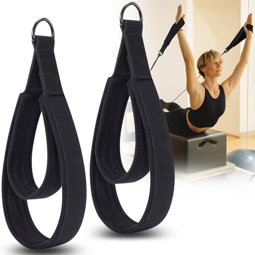 Pilates Straps - Double Loop D-Ring Straps for Reformer, Padded, Home Gym Workout